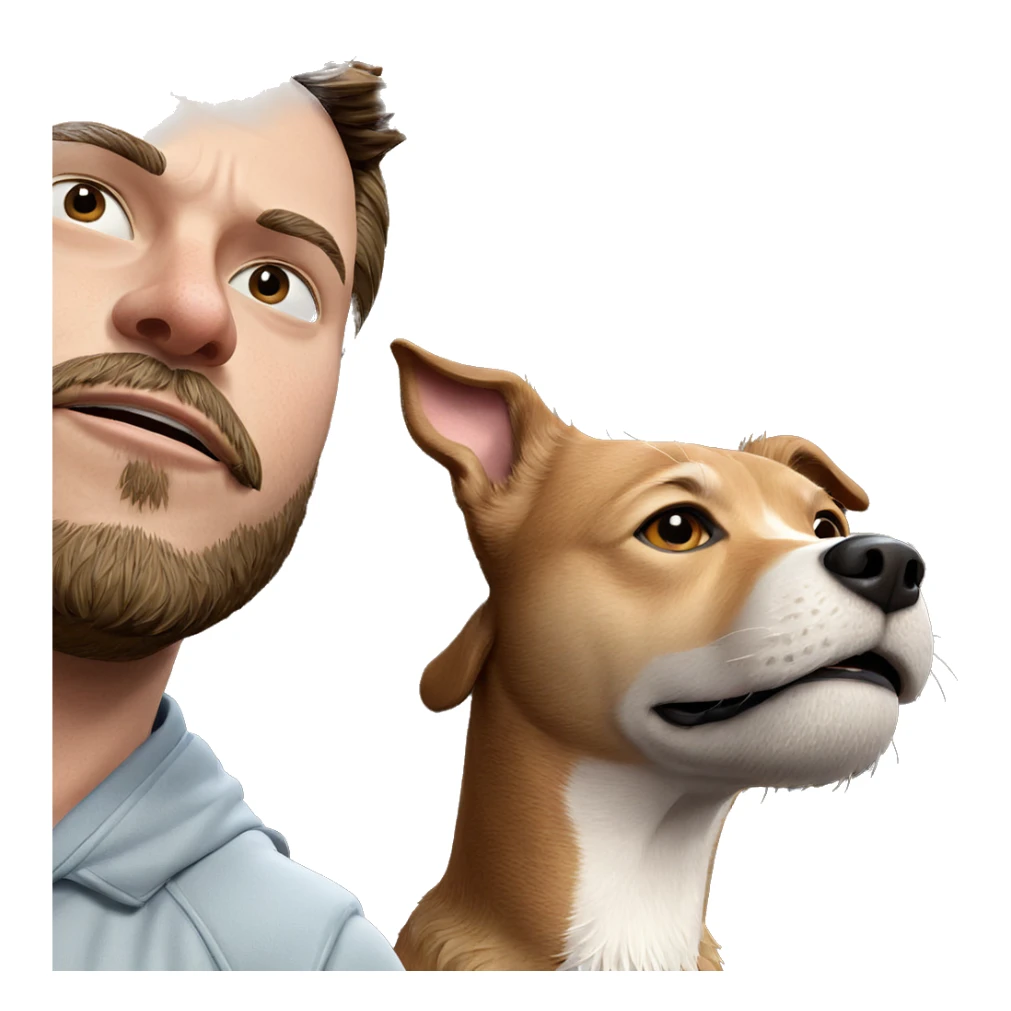 bearded man with dog sticker