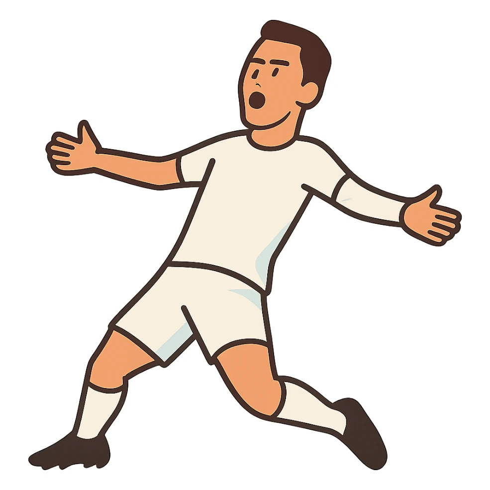 flat toon style soccer player doing a goal celebration, inspired by Cristiano Ronaldo sticker