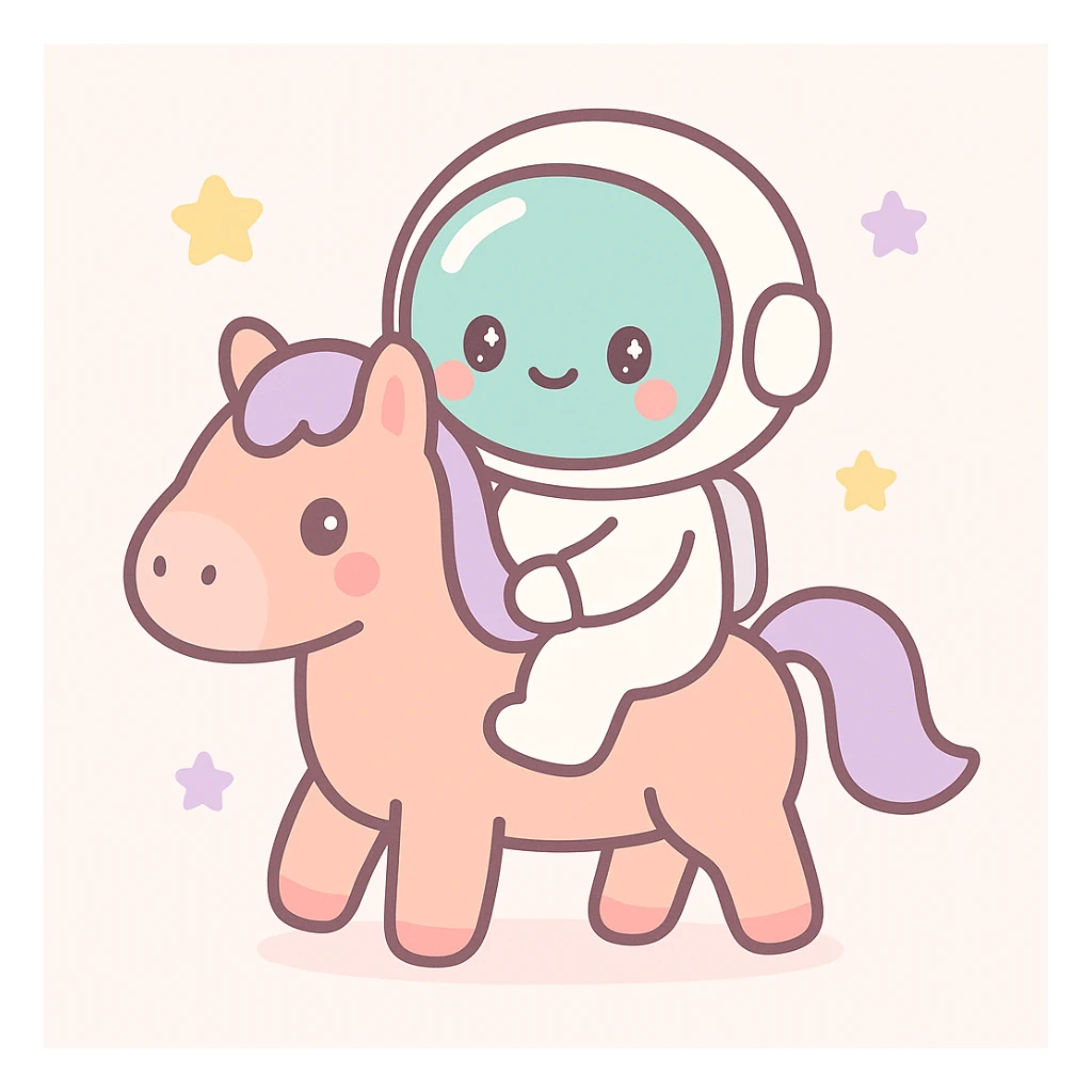astronaut on horseback with stars in background sticker