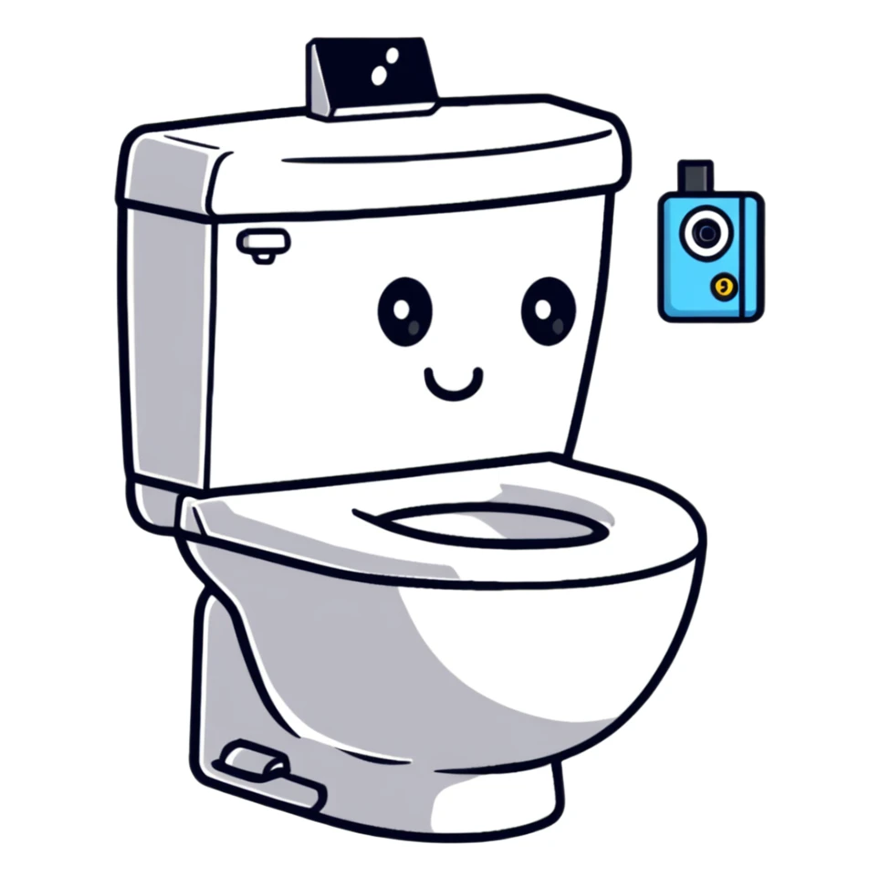 skibidi toilet character, toilet with camera head sticker