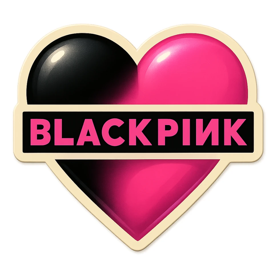 BLACKPINK-inspired object, black and pink colors, nostalgic and playful sticker look, Retro Stickers style sticker