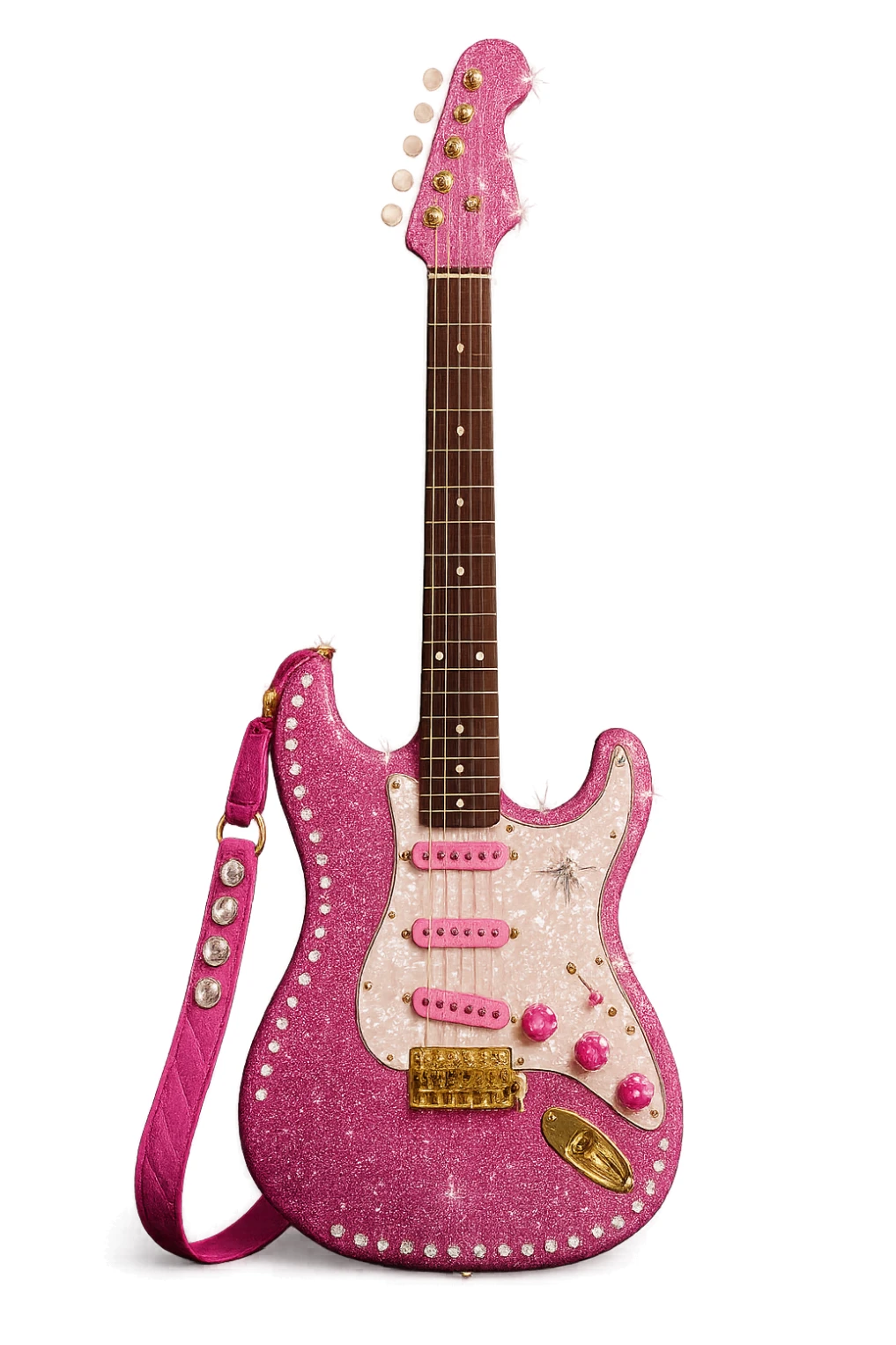 pink kpop idol stage guitar, sparkly and fashionable sticker
