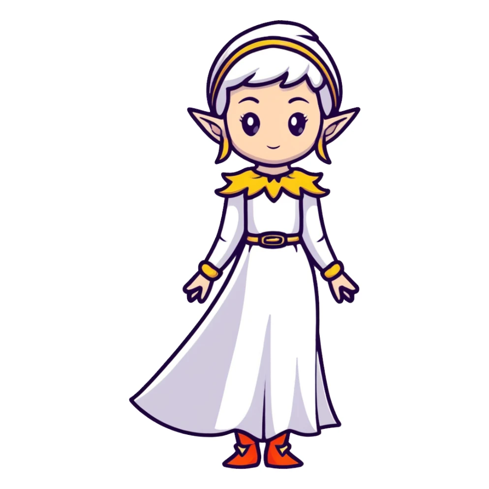 elegant female elf with feminine features, beautiful dress, graceful posture sticker