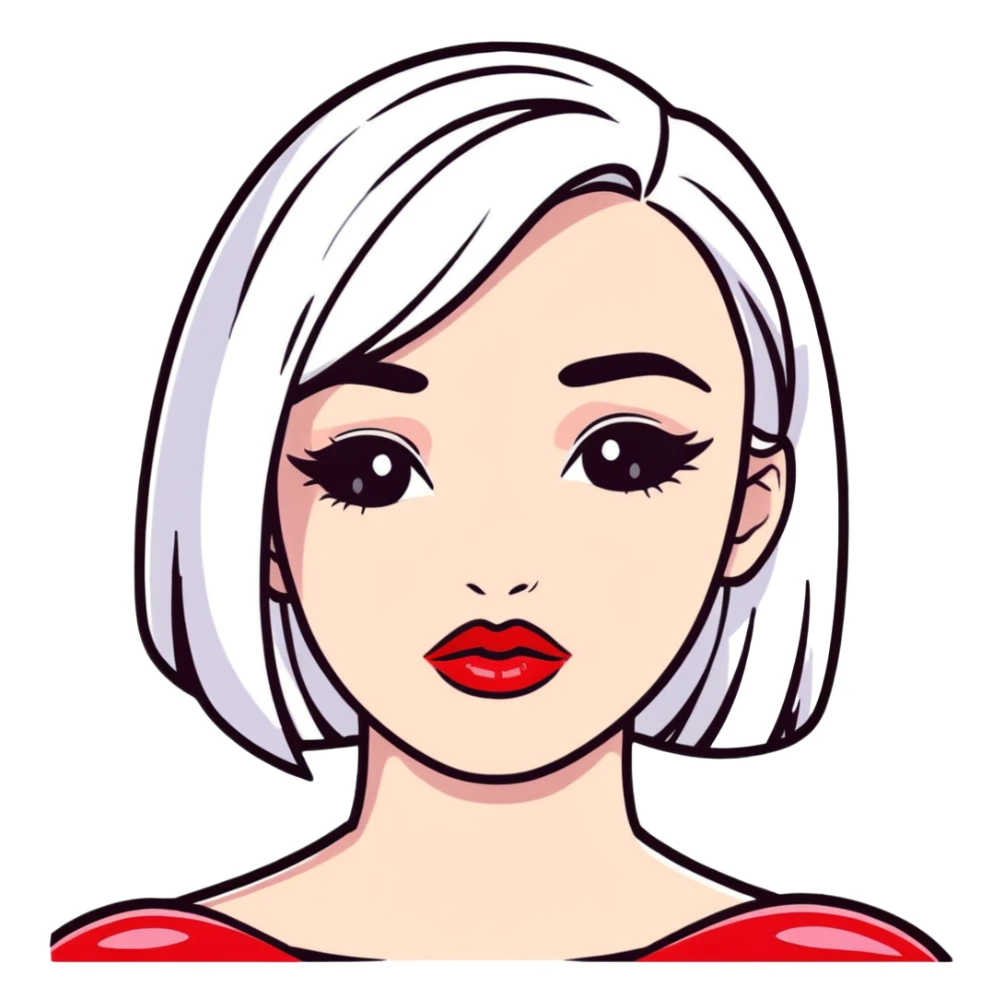 juicy pouty baddie lips with overlined matte lipstick sticker