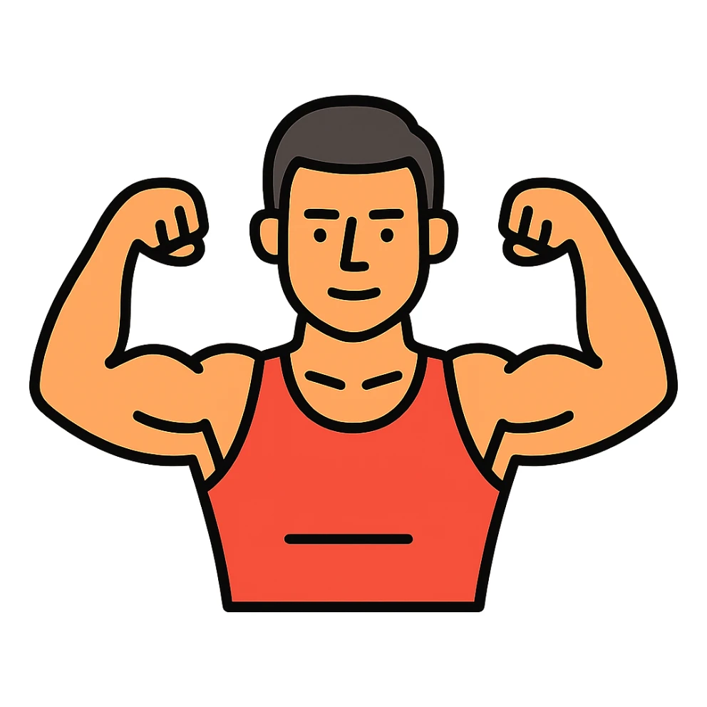  a very strong sportsman boasting his huge arm muscles sticker