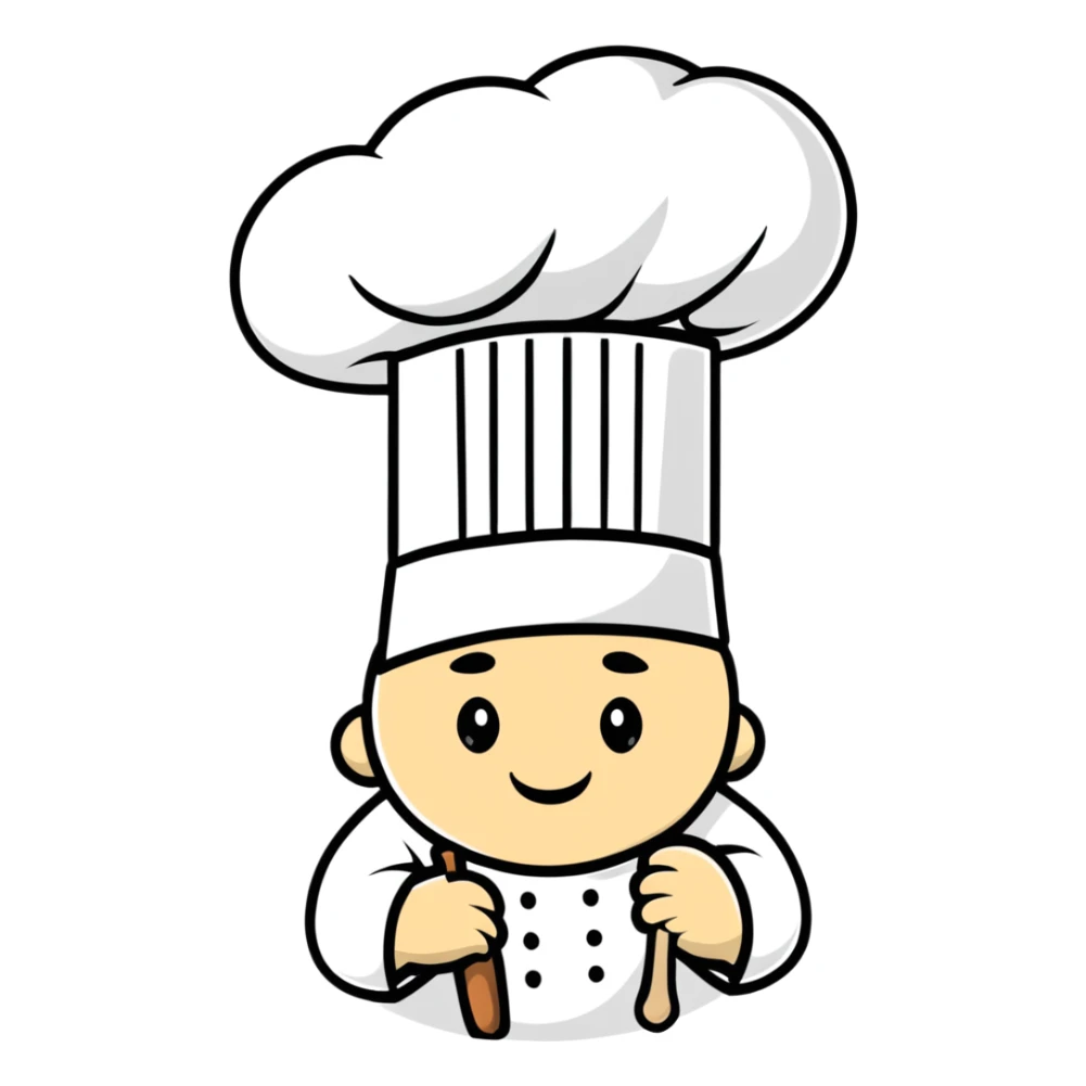 A traditional white chef's hat, tall and puffed, symbolizing culinary expertise sticker