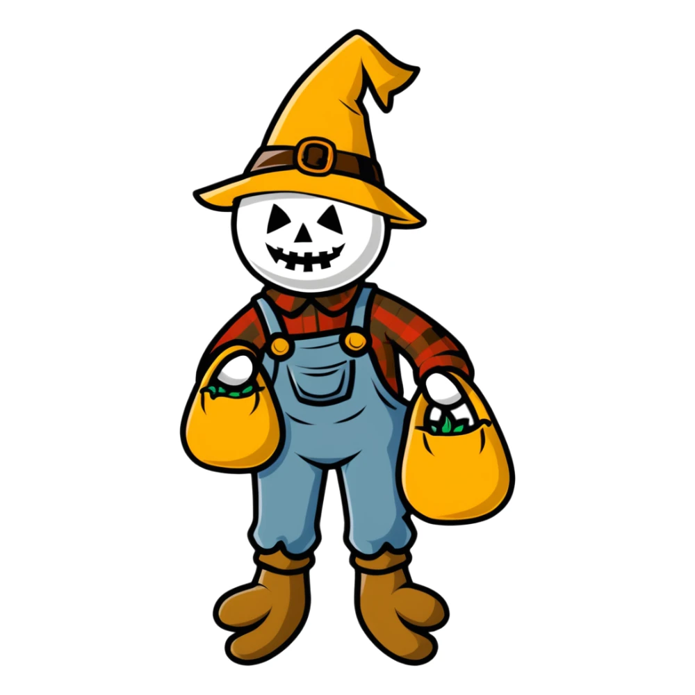 scarecrow man with sack on head full body sticker