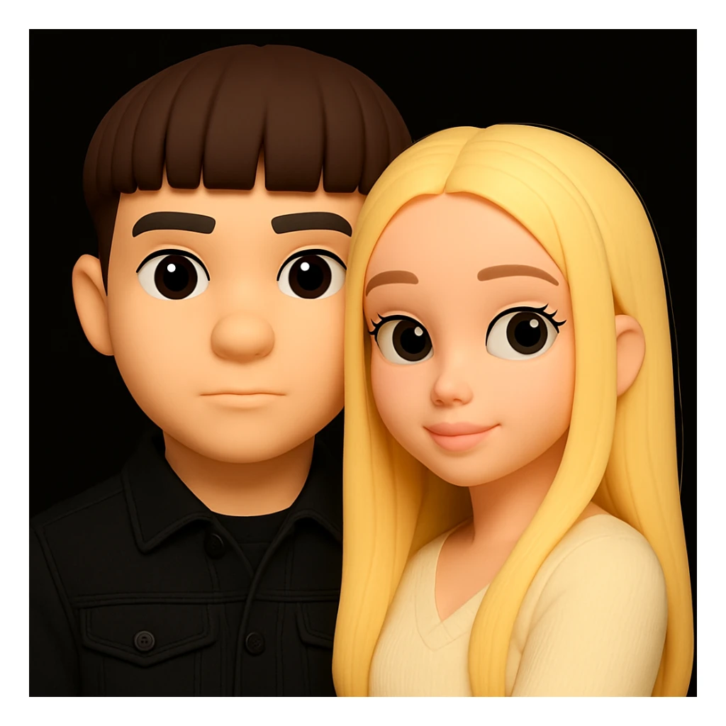 Combine both characters from the provided images into one single 3D emoji-style image, keeping the original 3D emoji style unchanged. Place them together harmoniously in a single emoji-style composition. sticker