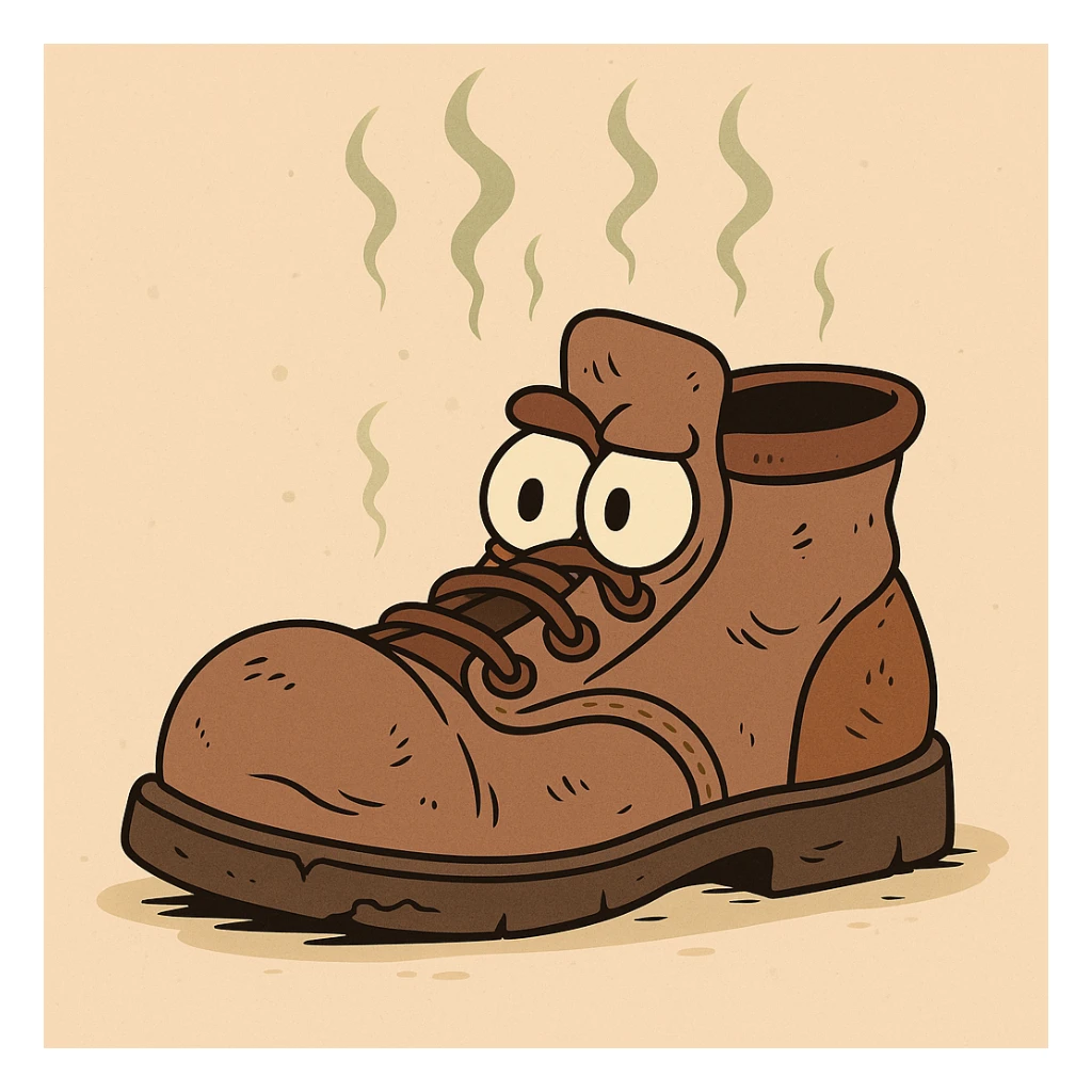old shoe with visible stink, cartoon style sticker