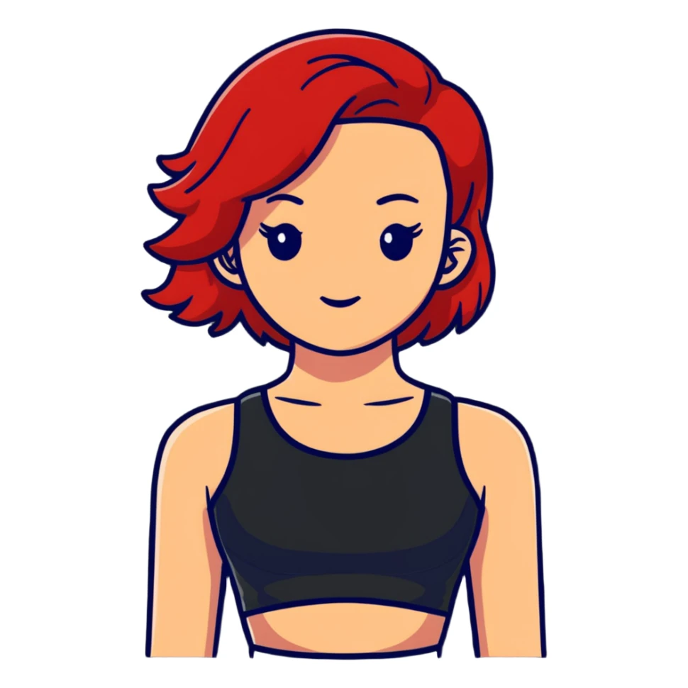 red-haired girl in a crop top sticker