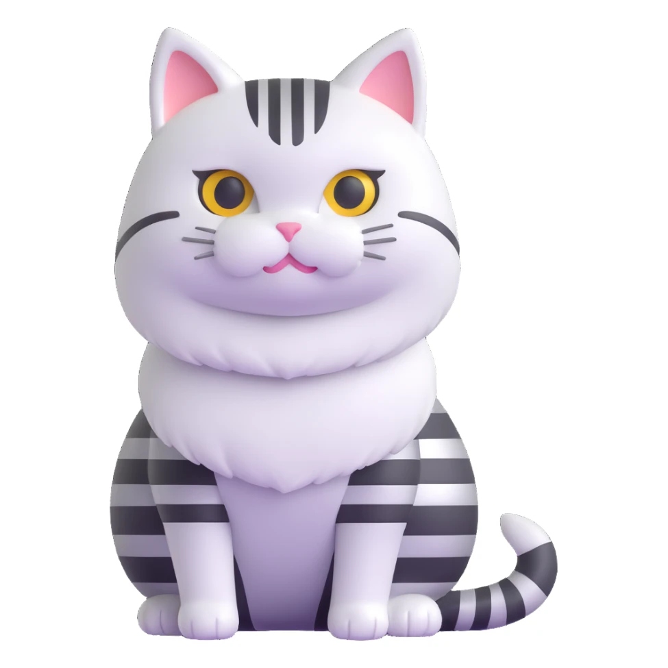 cat with white fur at the bottom and silver stripes at the top sticker