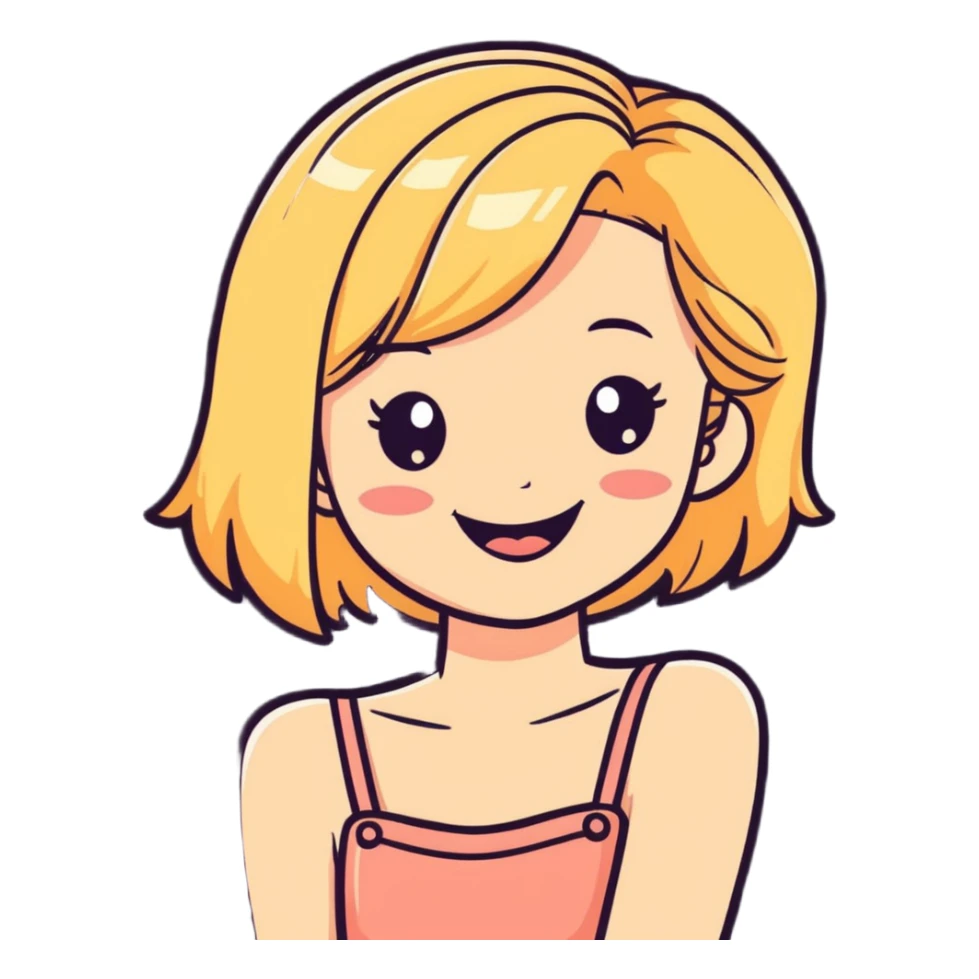 petite blonde woman blushing giggle sticker