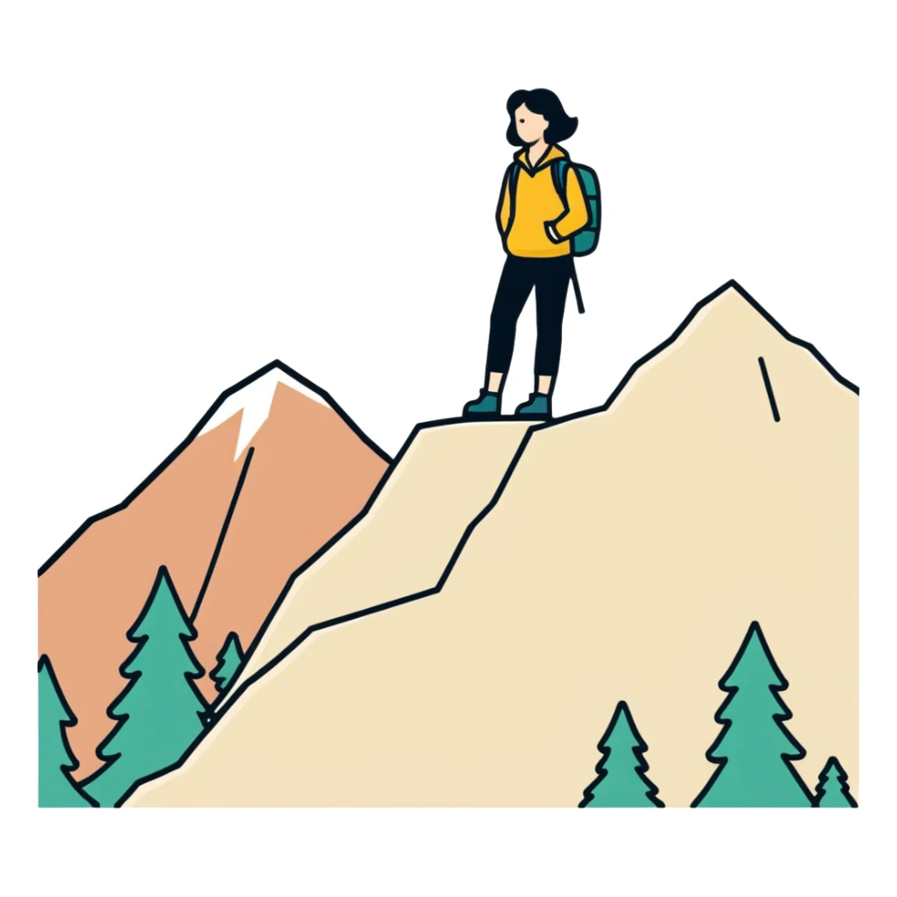 Lynda on top of a mountain  sticker