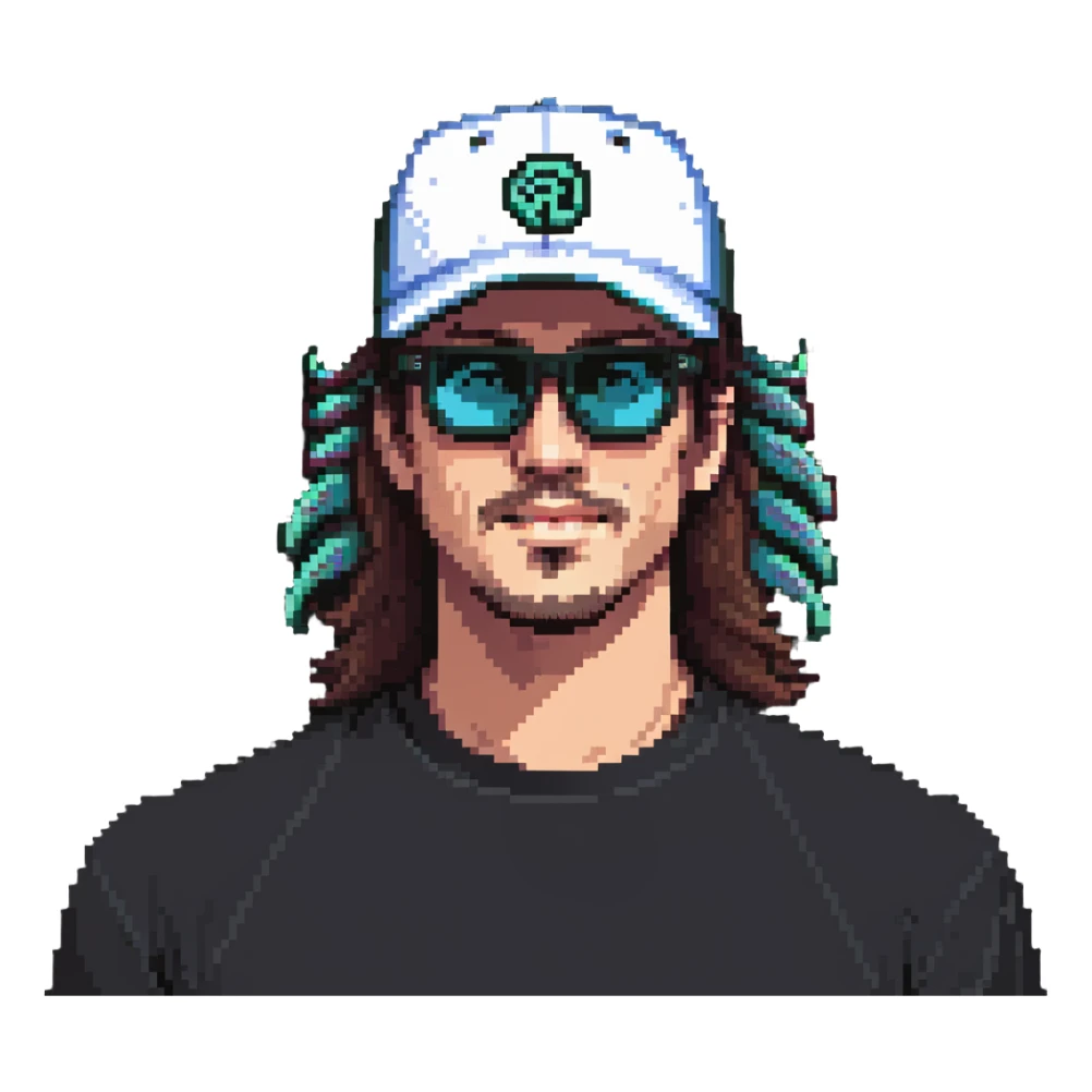 guy with mullet and baseball cap, wearing polarized Pit Viper glasses sticker