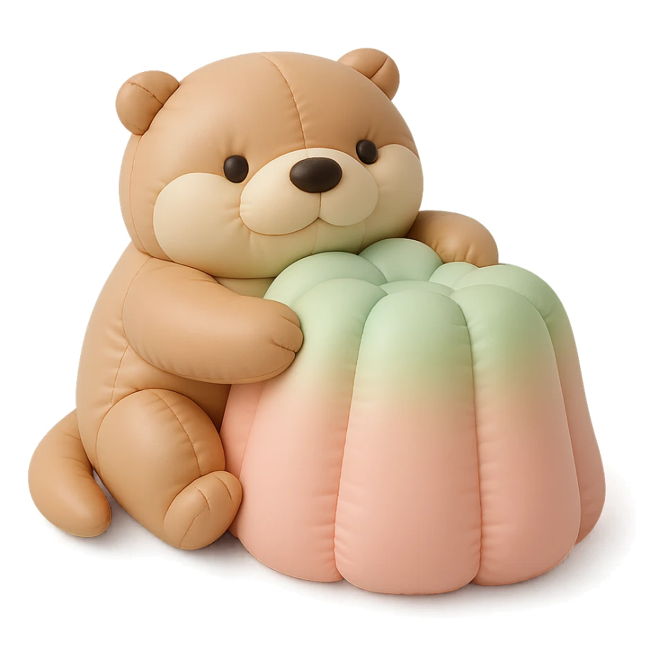 otter hugging pastel jelly cake in cushion style sticker