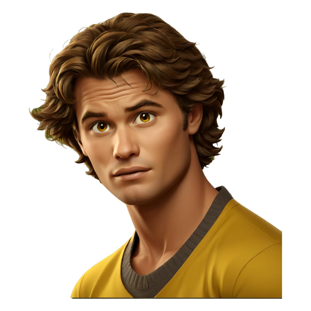 brown hair boy in yellow sticker