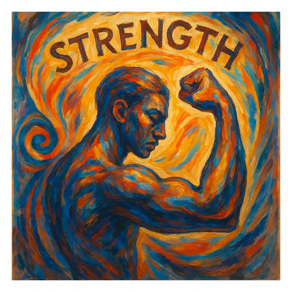 visual interpretation of the concept of strength, creative and artistic sticker