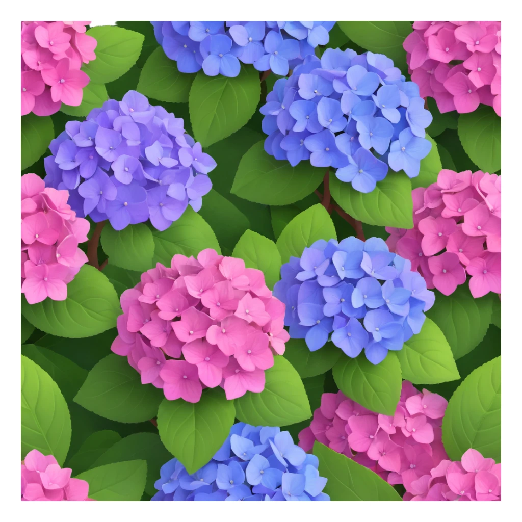 purple and pink hydrangeas with green leaves sticker