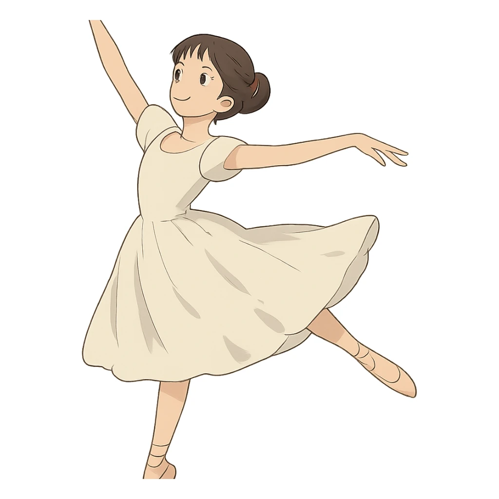 ghibli style girl doing ballet sticker