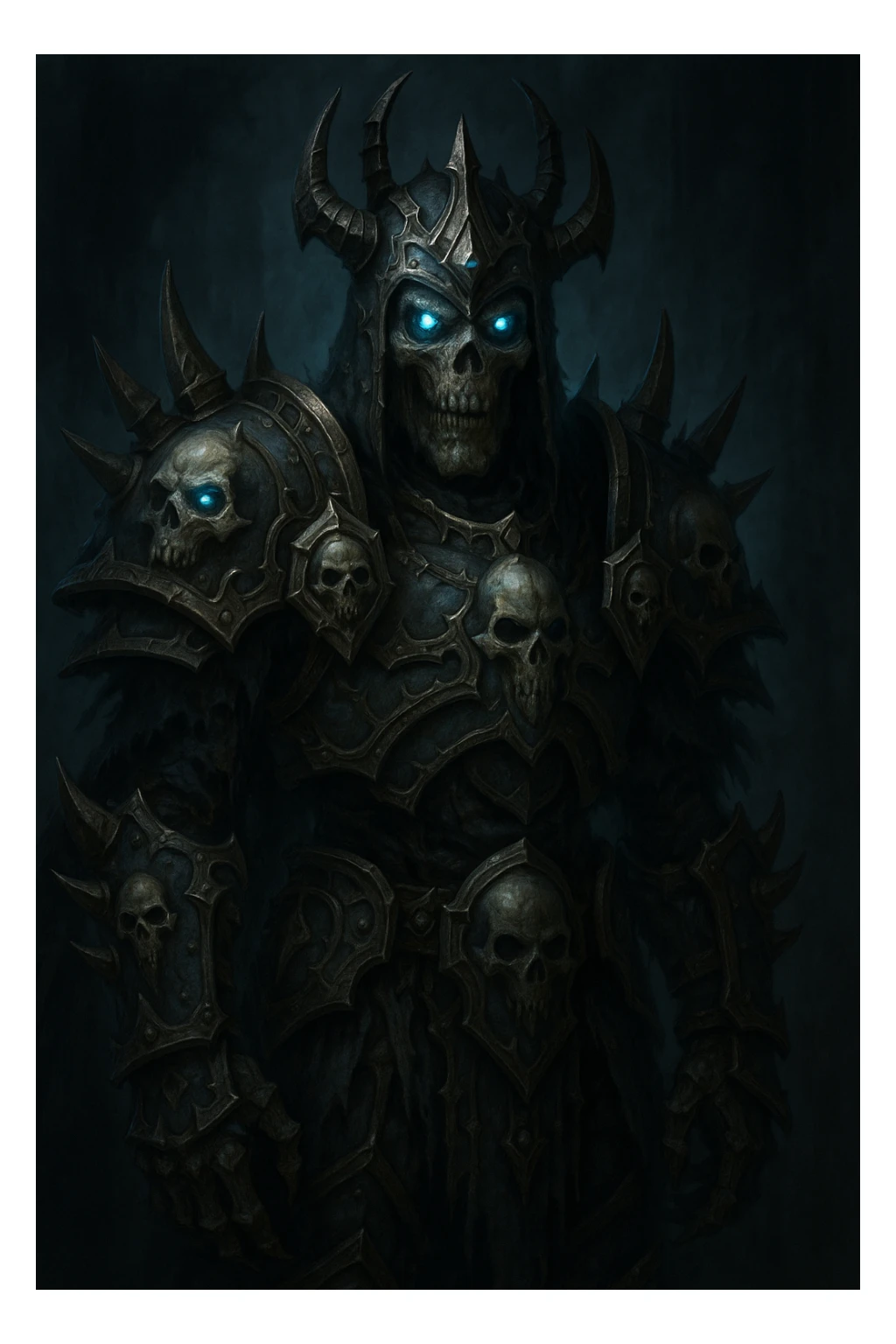 undead warrior, inspired by World of Warcraft, fantasy armor, glowing blue eyes sticker