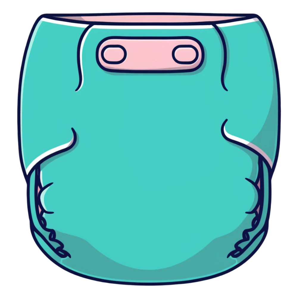 pastel pink baby diaper with cartoon nursery print pattern sticker