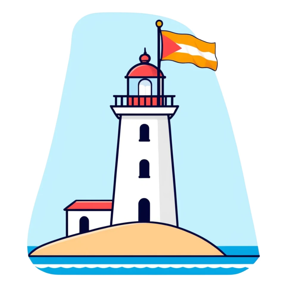 flag of Goa, India - blue background with outline of white lighthouse  sticker
