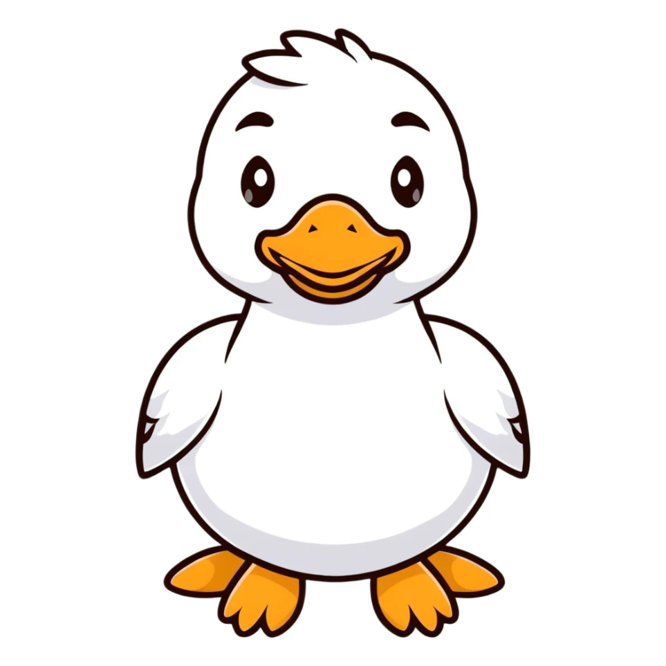 Plush toy goose, white sticker