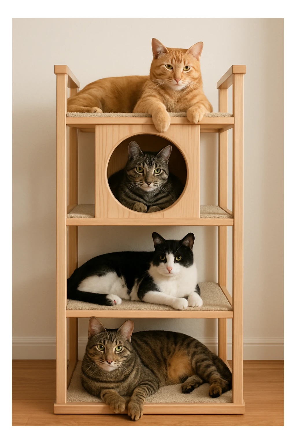 cats relaxing in a vertical playhouse sticker