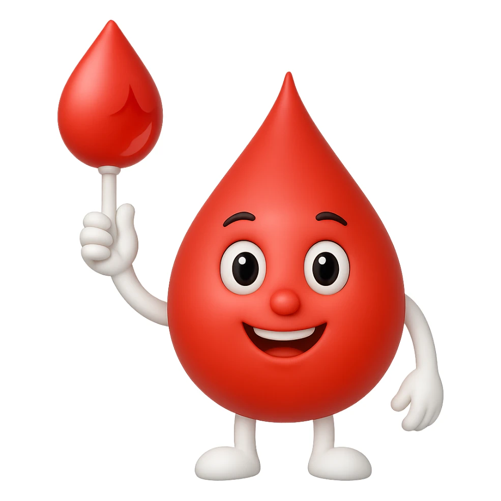 Make the sign, legs, and hands white while keeping the blood drop and the overall style the same. Remove the background. The original style is not editable, so maintain the look as closely as possible. sticker
