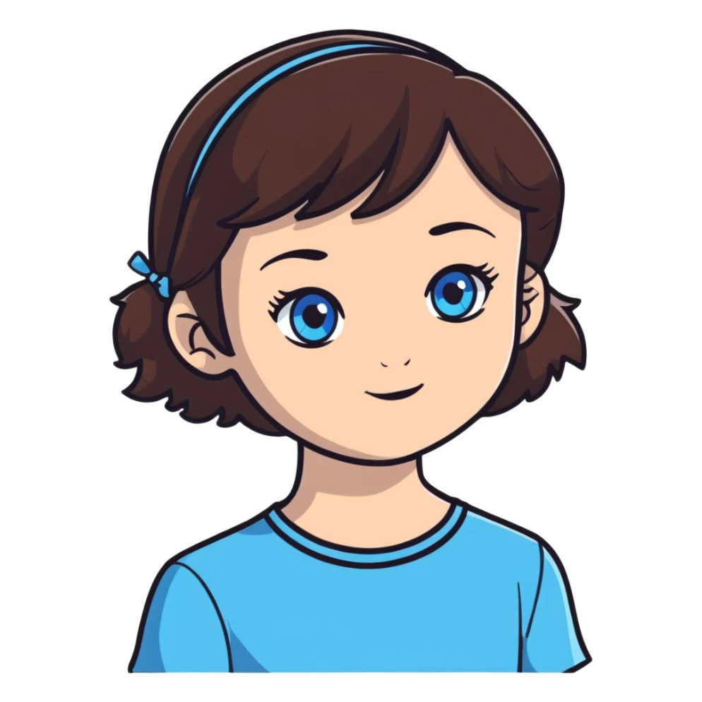 brunette girl with blue eyes sticker