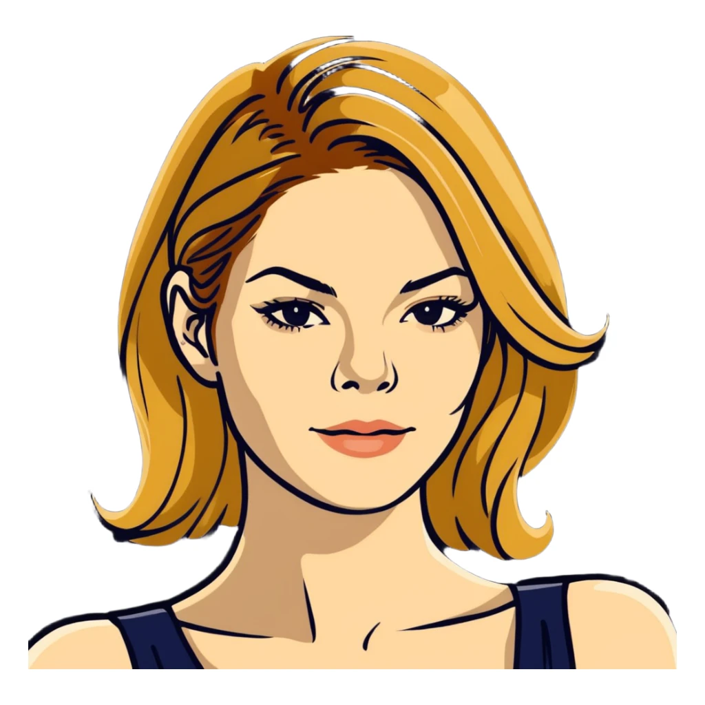 Michelle Monaghan with honey blonde hair, elegant portrait sticker
