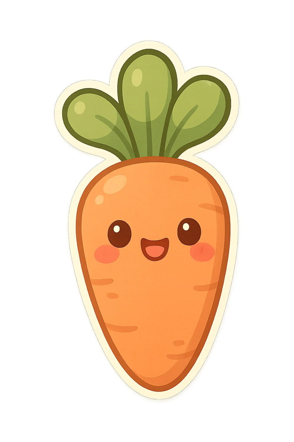 chibi sticker-style carrot with a smiling face, cute and exaggerated sticker