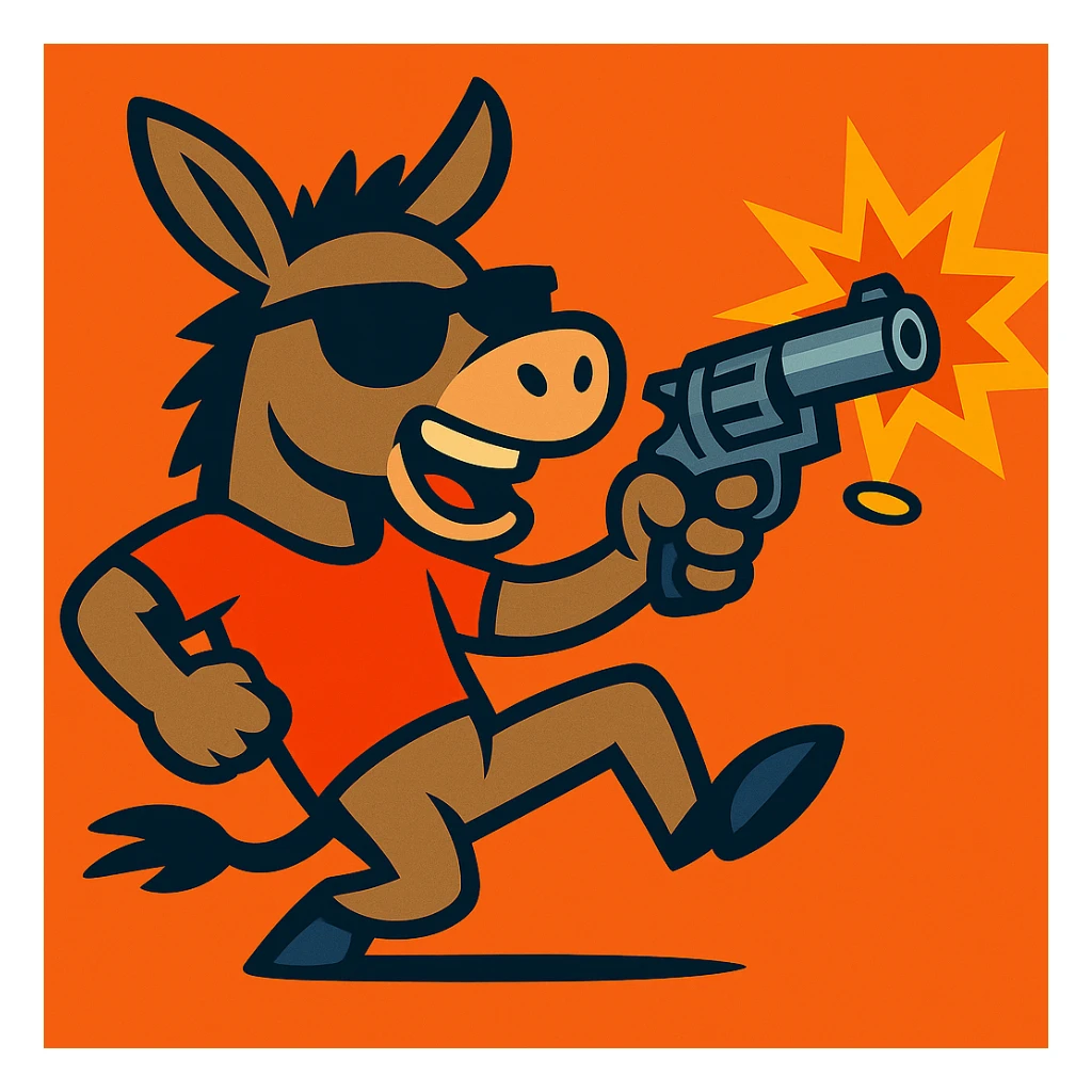 Add cool black sunglasses to the donkey, keep vibrant cartoon style. sticker