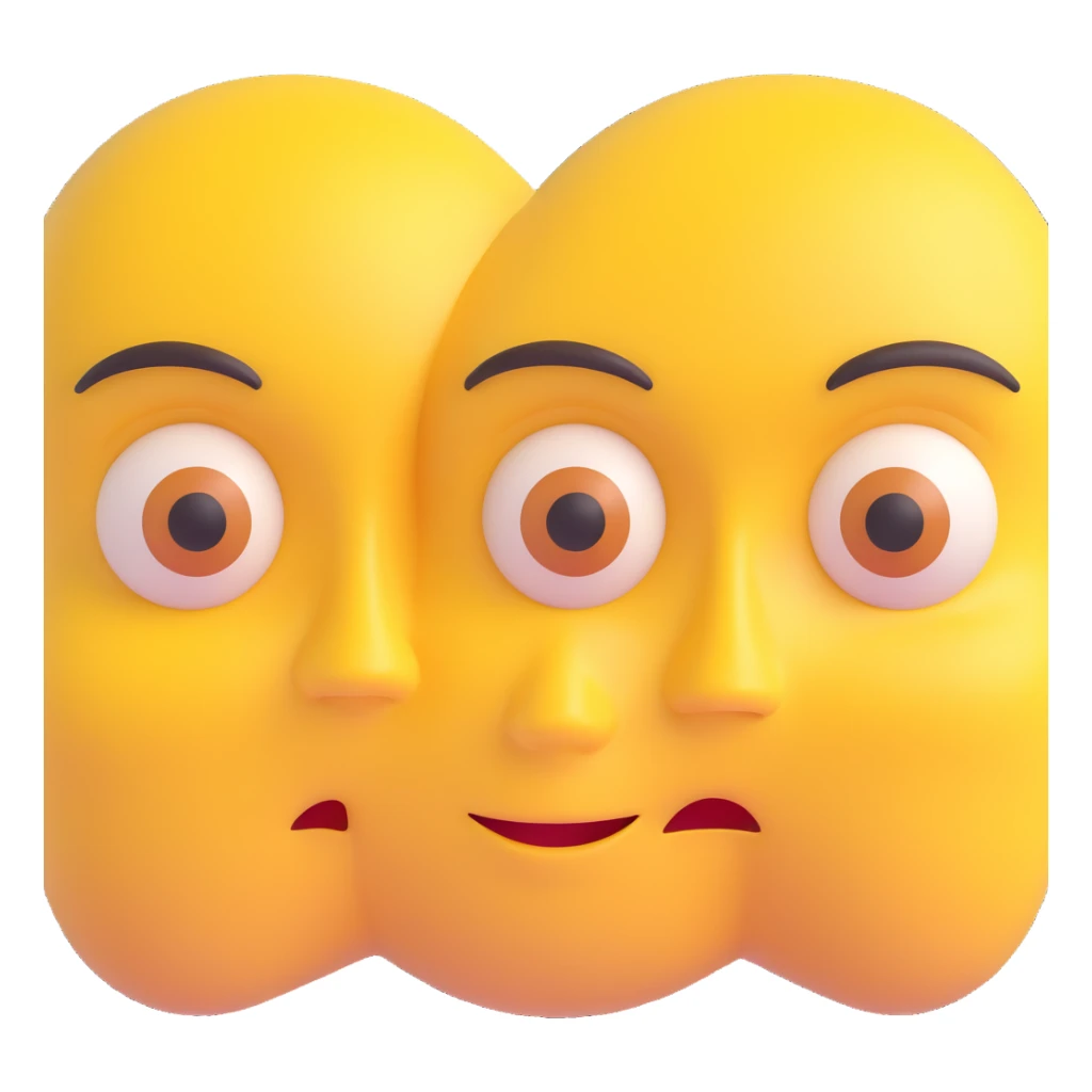 animated yellow face, neutral to side-eye expression, right eyebrow up, left down, eyes look left, mouth neutral, smooth seamless loop, transparent background, high resolution GIF sticker