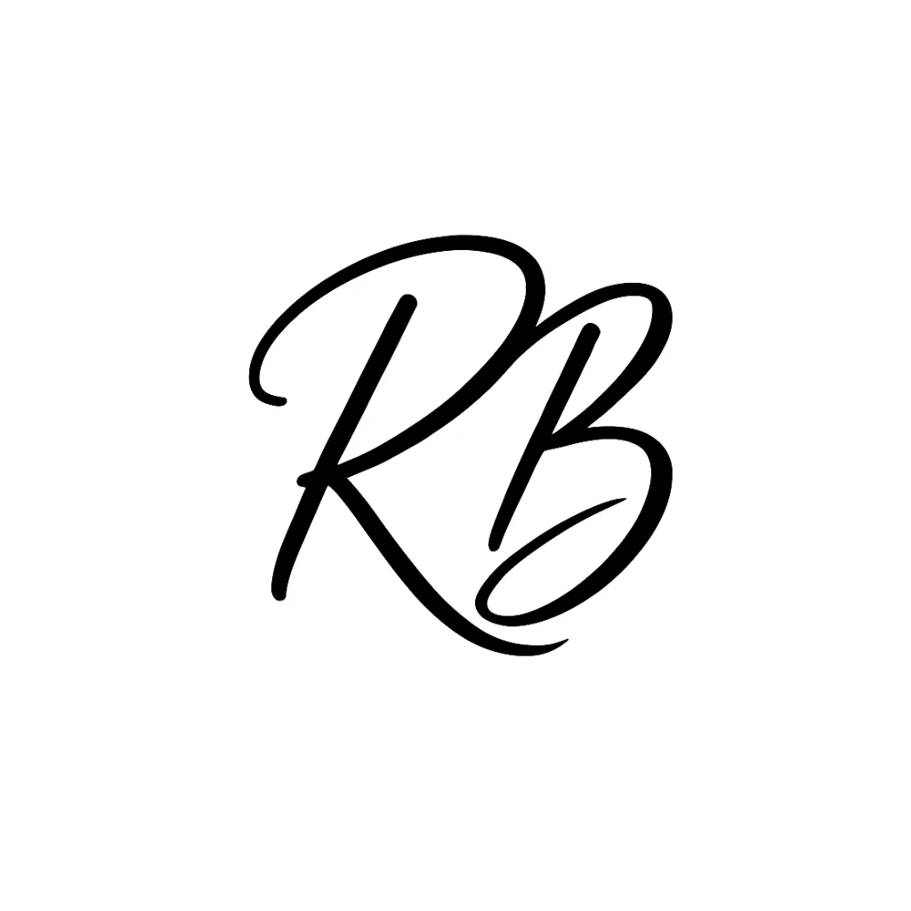 calligraphy initials RB, modern calligraphy, minimal style, profile icon, white background sticker