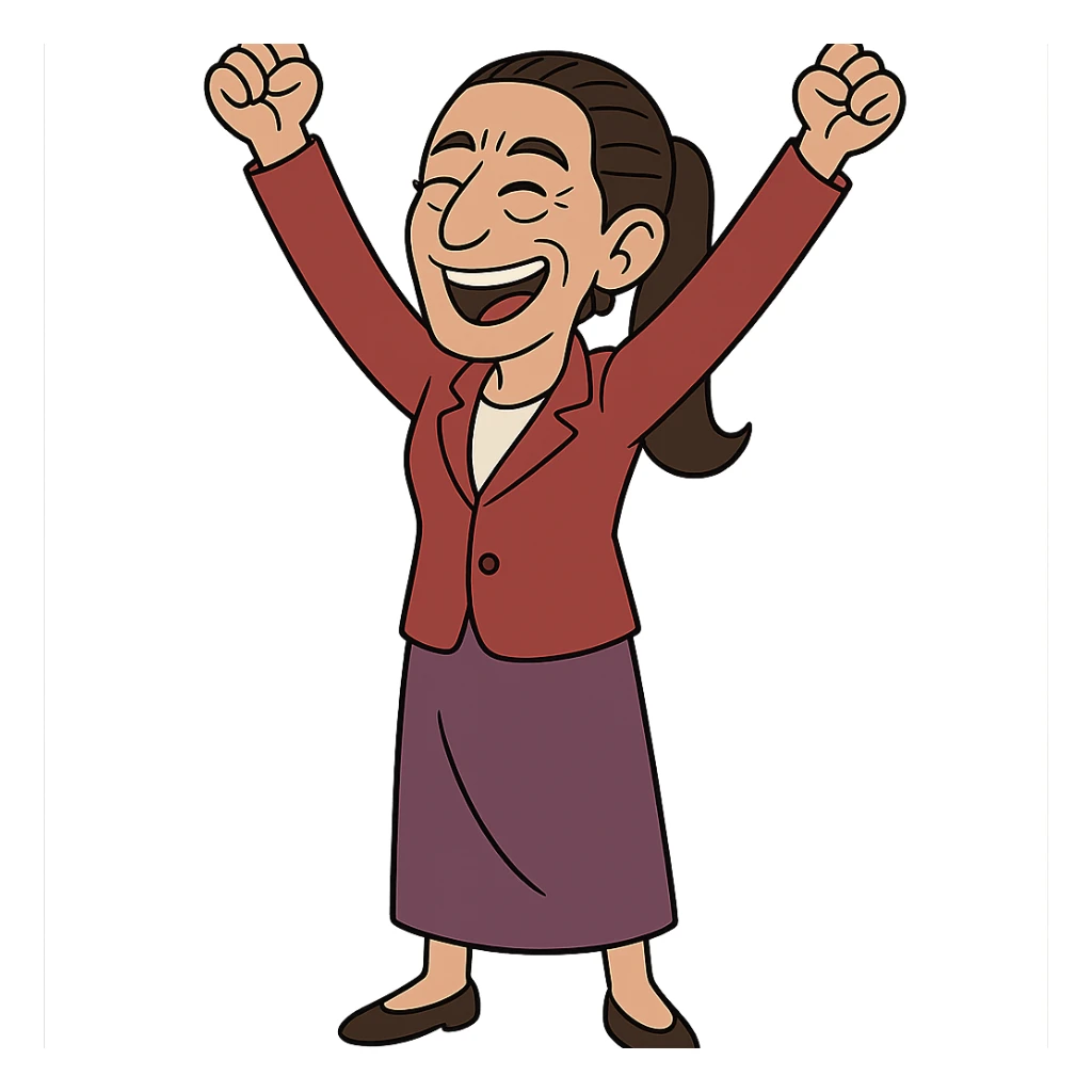 Claudia Sheinbaum full body joyful cartoon style sticker