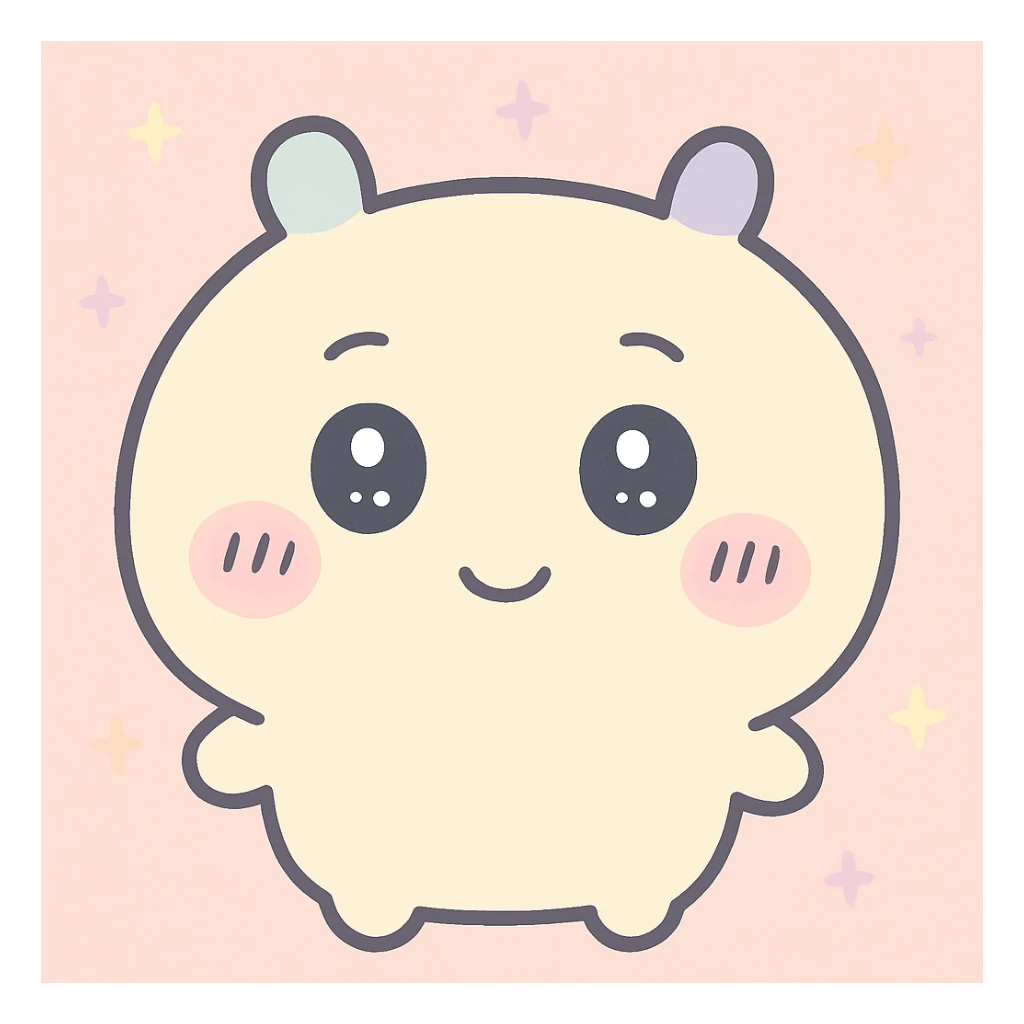 Chiikawa character, cute and simple, soft pastel colors, round face, big eyes, minimal details sticker