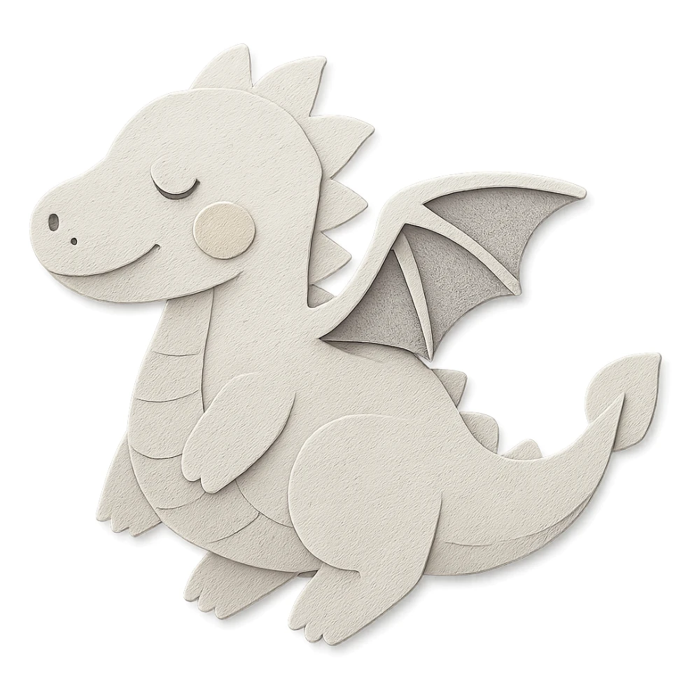 dragon paper sculpture with more details, white dragon sticker