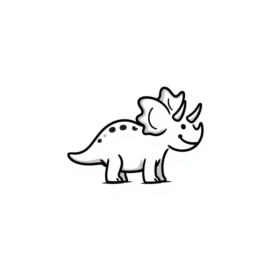 A hand-drawn toy triceratops with a silly grin and cute horns sticker