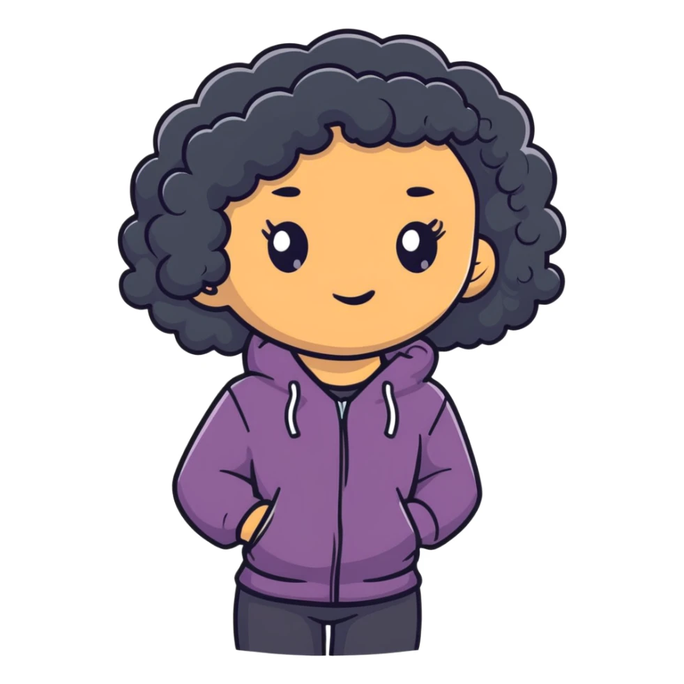 mixed-race girl with shaved curly black hair sticker