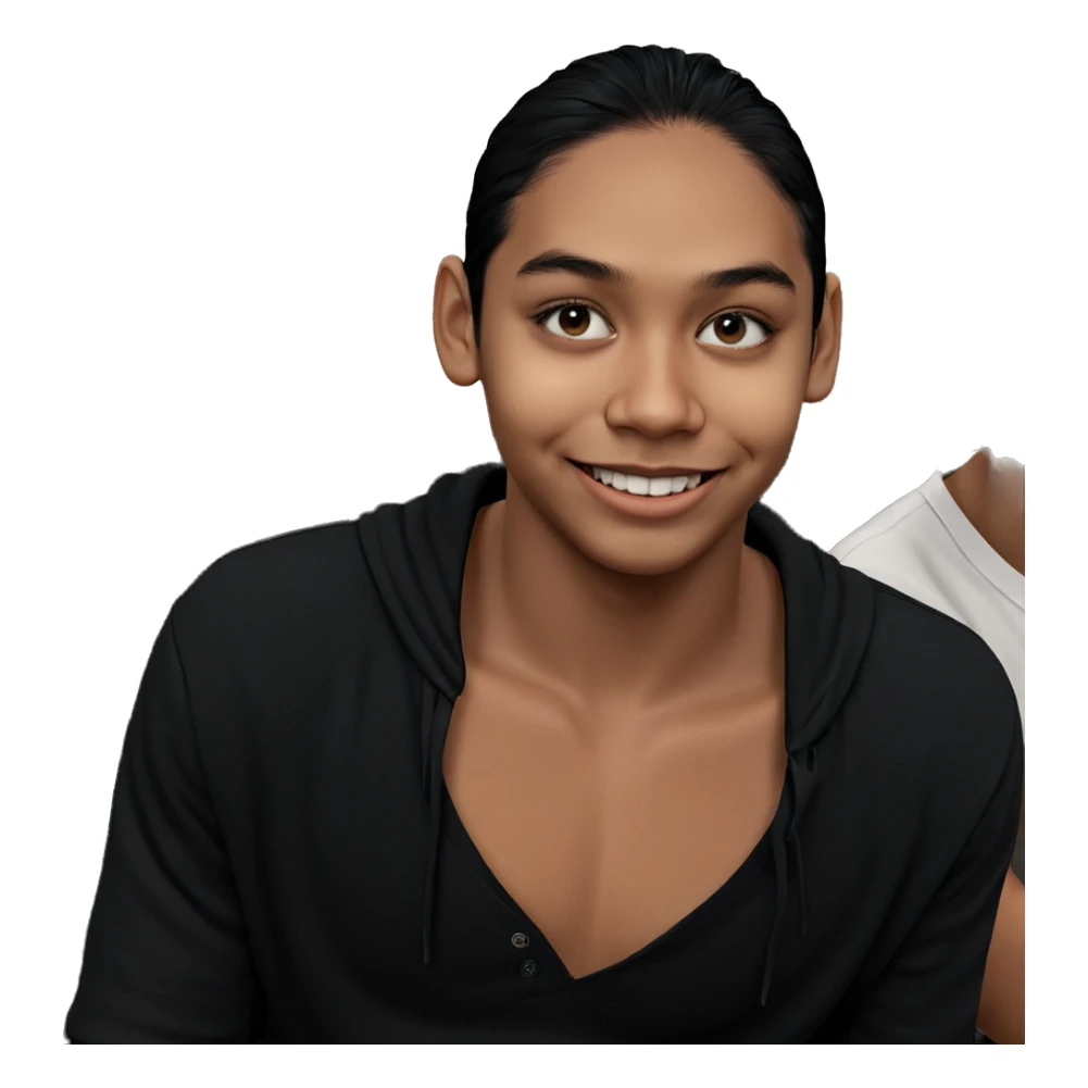 smiling boy with black hair sticker