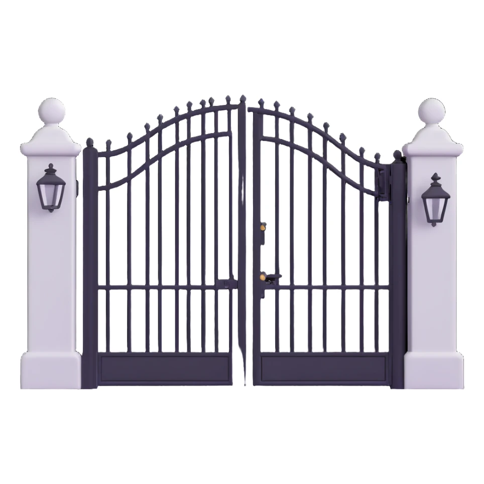 elegant house entrance with wrought iron fence and gate sticker