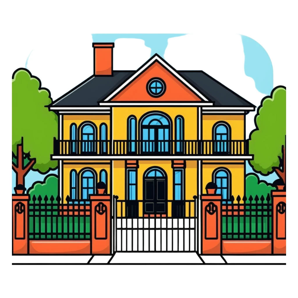 front entrance to house with decorative iron fence sticker