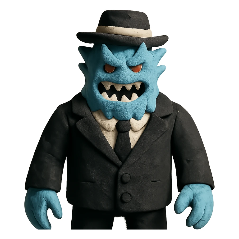 ice monster wearing a black and white suit and hat sticker