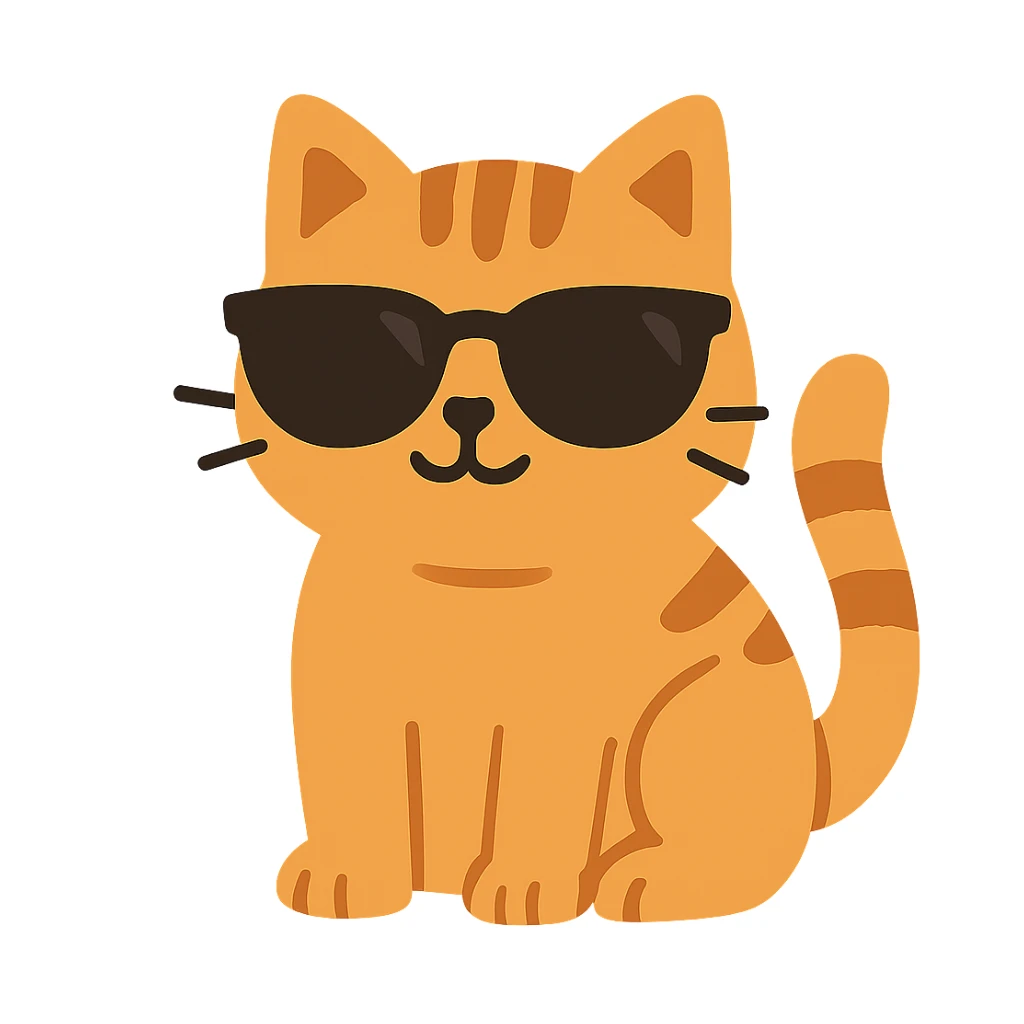 flat toon style cat wearing sunglasses sticker