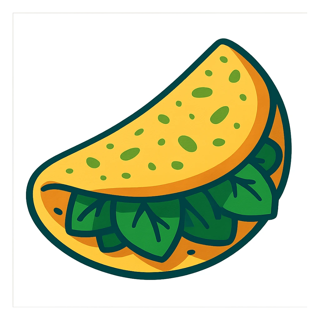 A vibrant toon of a green spinach omelet sticker