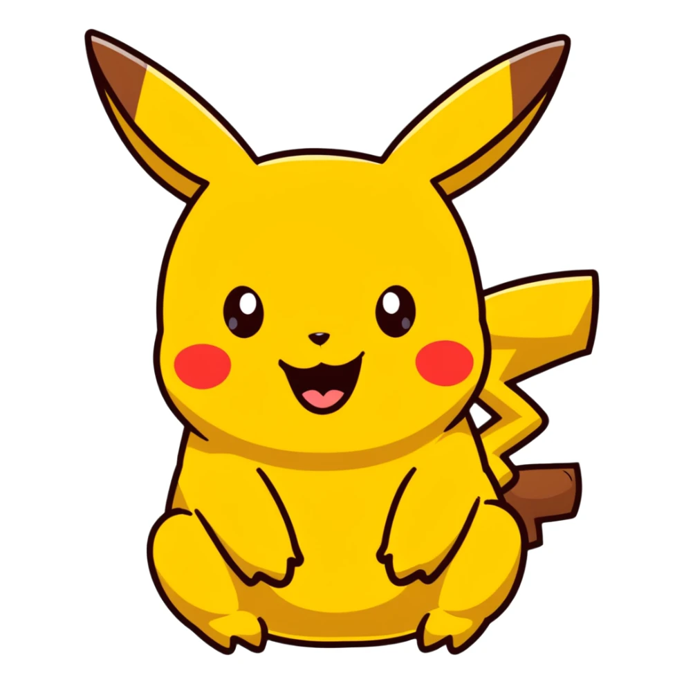 cartoon Pikachu with poop emoji sticker