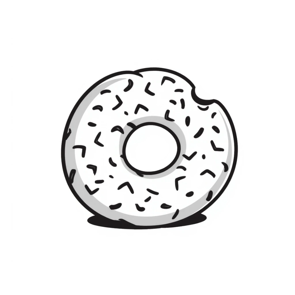 a simit, Turkish sesame bagel, hand-drawn doodle style, black ink lines sticker
