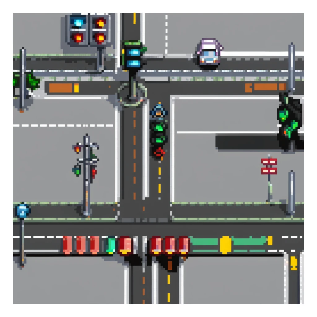 city street with road and traffic lights sticker