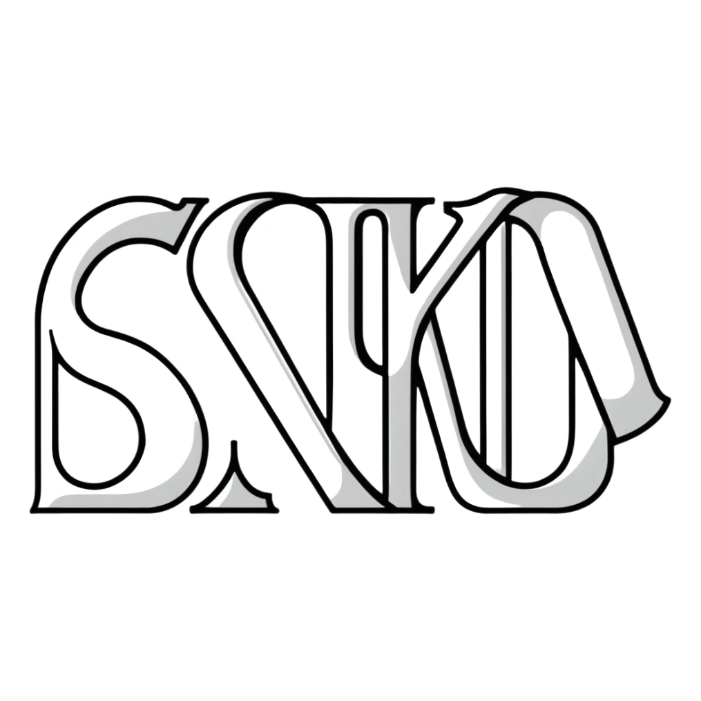 connected flowing BLK letters with silver outline, where all letters are joined together in one continuous design sticker